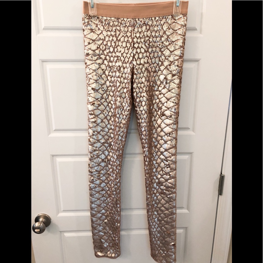 BCBG Rose Gold Sequin Leggings